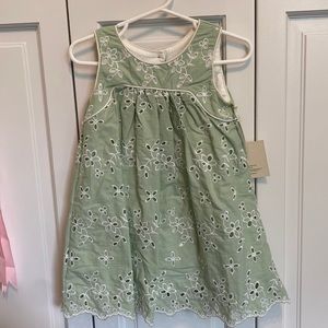 Green Dress with White Embroidery